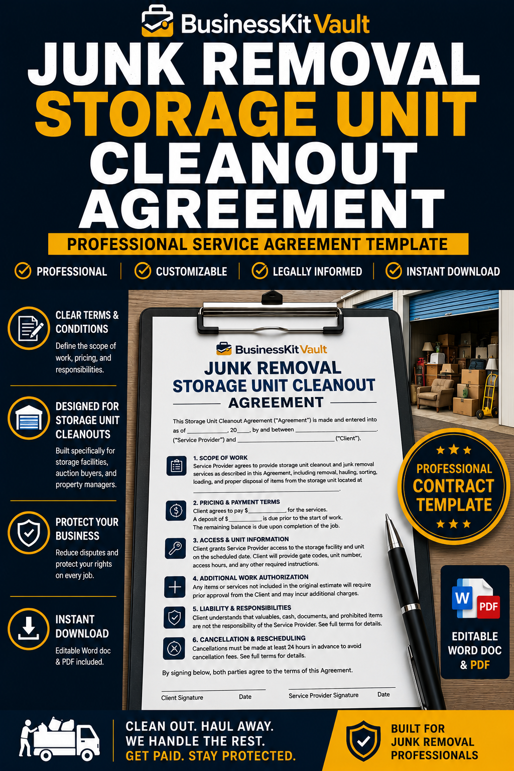 Junk Removal Storage Unit Cleanout Agreement