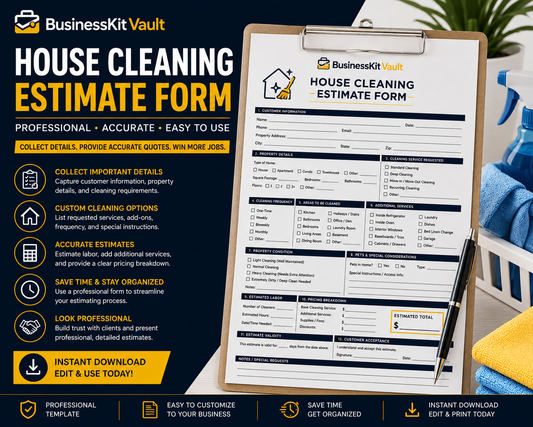 House Cleaning Estimate Form Template