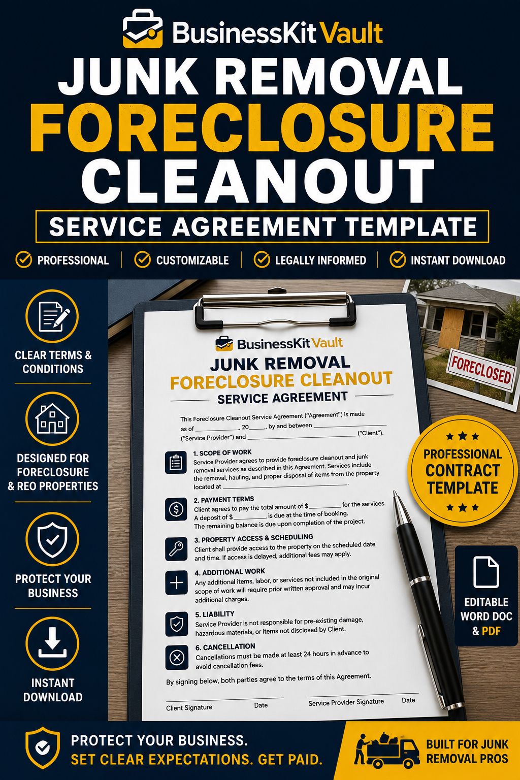 Junk Removal Foreclosure Cleanout Service Agreement