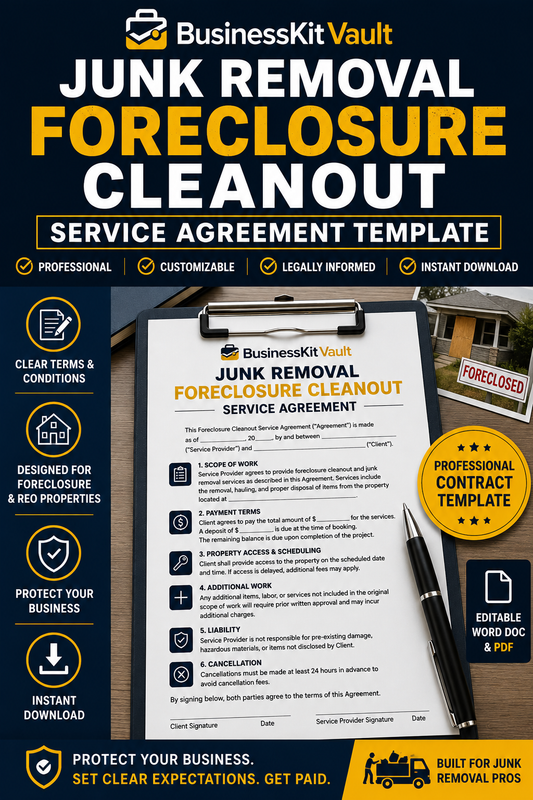 Junk Removal Foreclosure Cleanout Service Agreement
