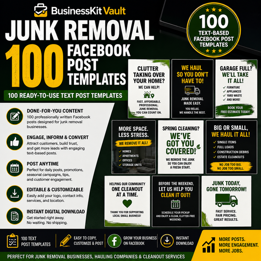 Junk Removal 100 Facebook Post Templates