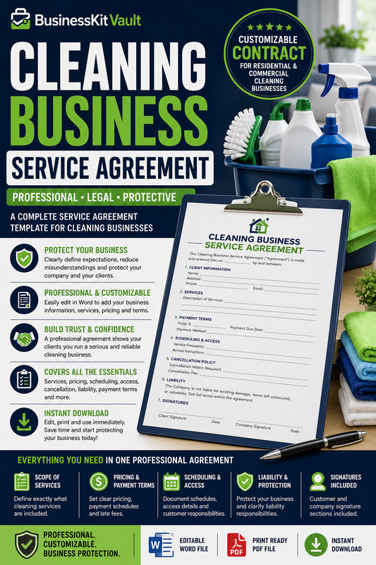 Cleaning Business Service Agreement Template
